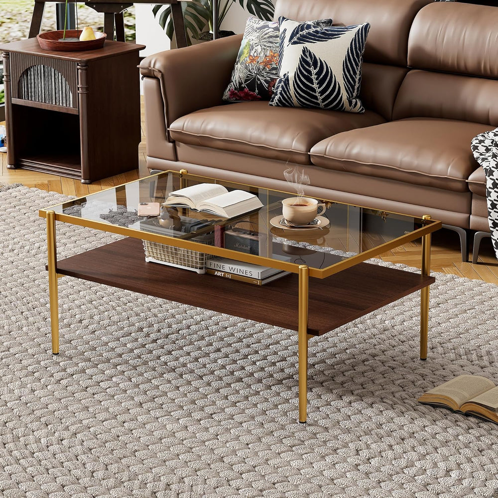IANIYA Glass Coffee Table Modern Center Table,Small Coffee Table Sofa Side Te...