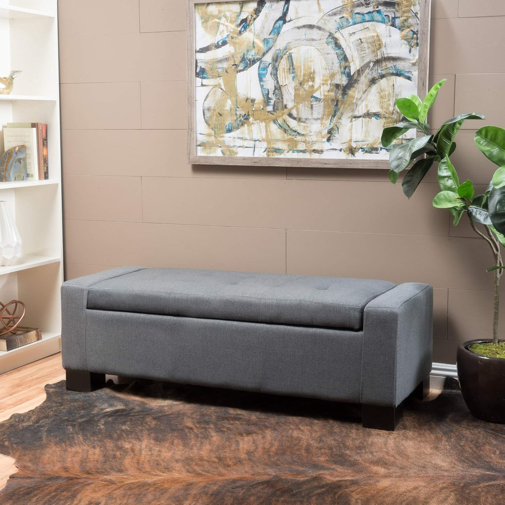 Christopher Knight Home Guernsey Fabric Storage Ottoman, Charcoal 20x50.25x16...