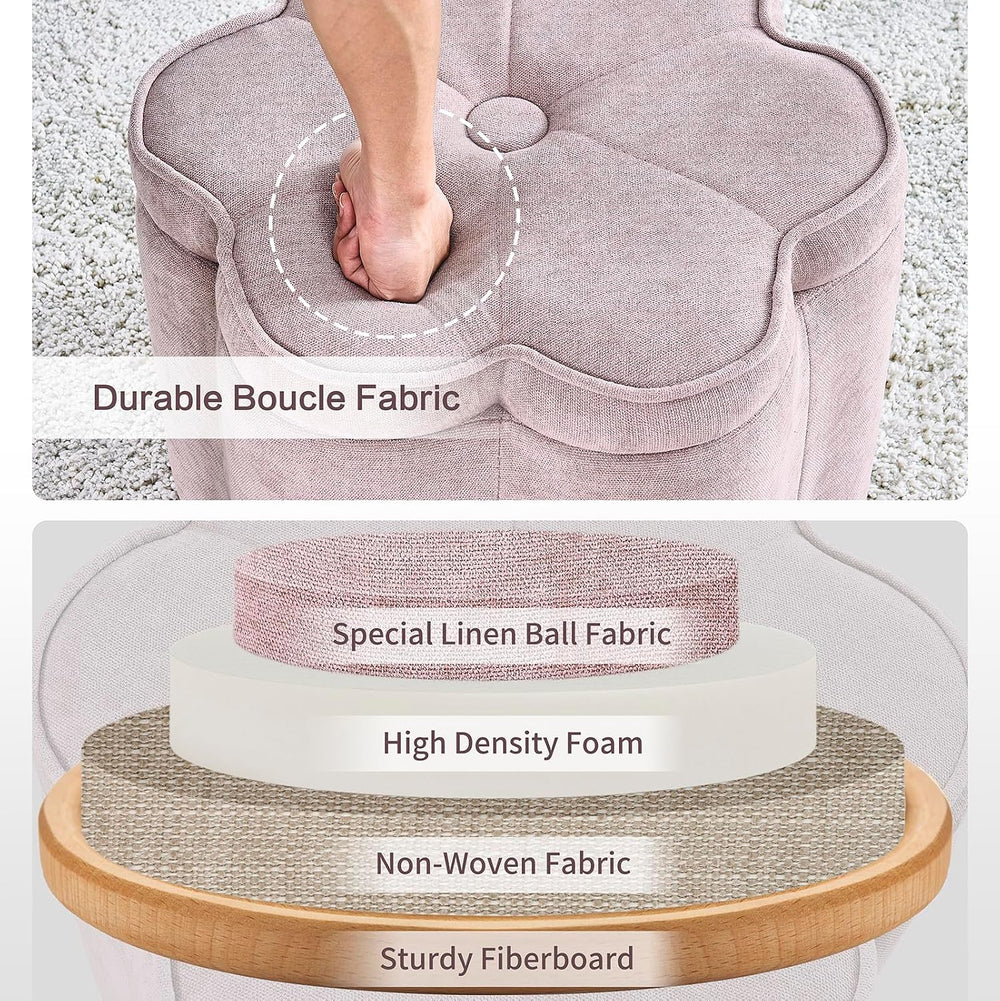 Crestview Collection 14.5" H Pink Flower Storage Ottoman,Sandy Pink | Ch...