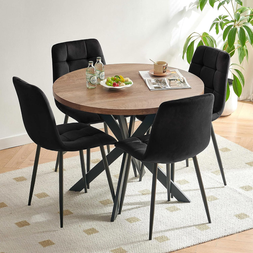 Homedot 37-Inch Round Kitchen Dining Room Table Set for 4, Modern Mid-Century...