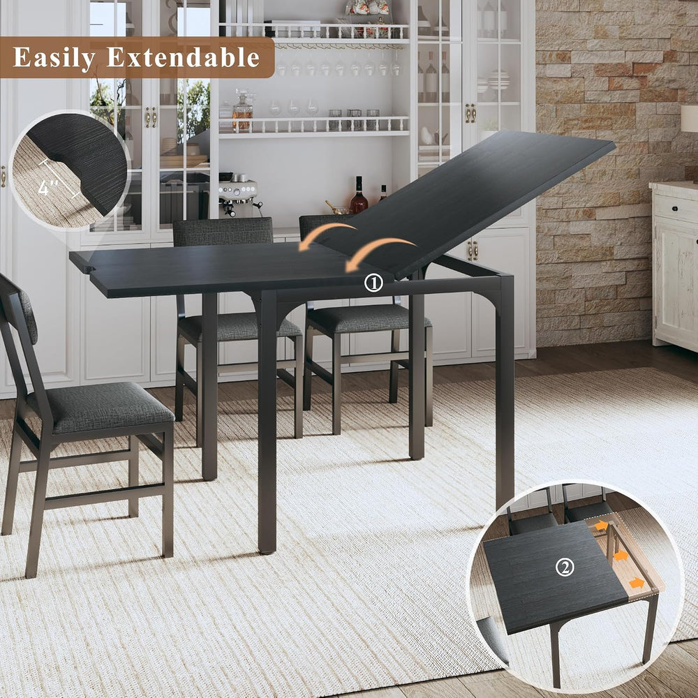 7-Piece Dining Table Set for 4-6, Extendable Kitchen Table Cushion Chairs Set...