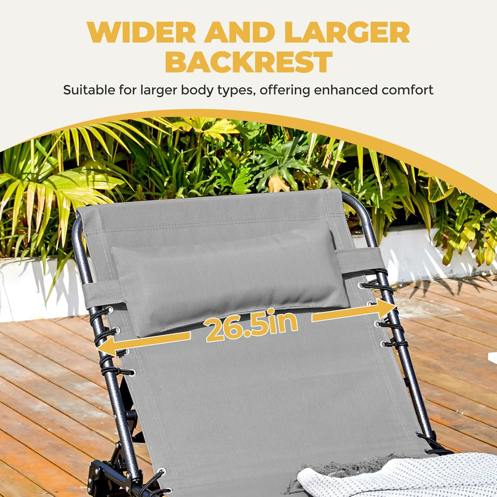 Yaheetech 26.4" Outdoor Folding Tanning Chair 5-Position Adjustable, Gra...