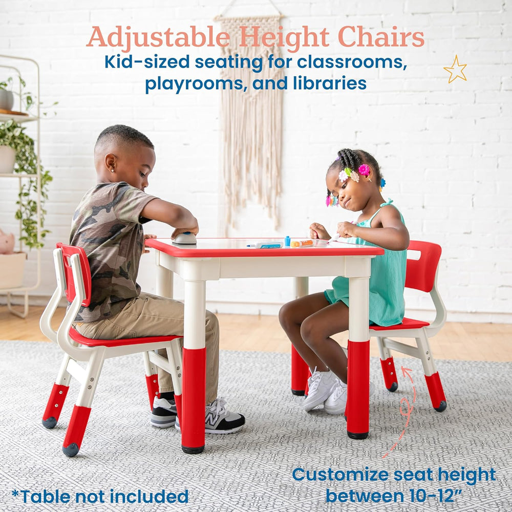 ECR4Kids Classroom Adjustable Chair, Flexible Seating, Red, 2-Pack