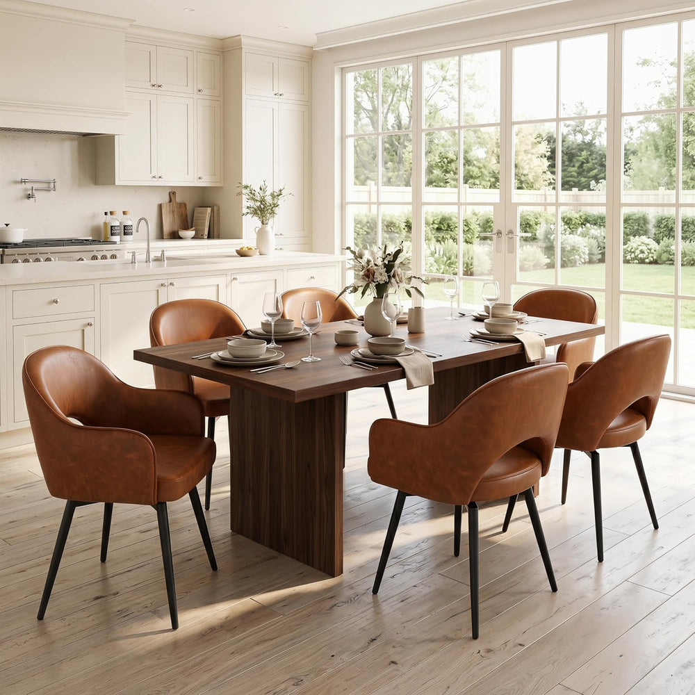 Ya-Home Modern Swivel Dining Chairs Set of 6, Comfy Upholstered Side Chair PU...