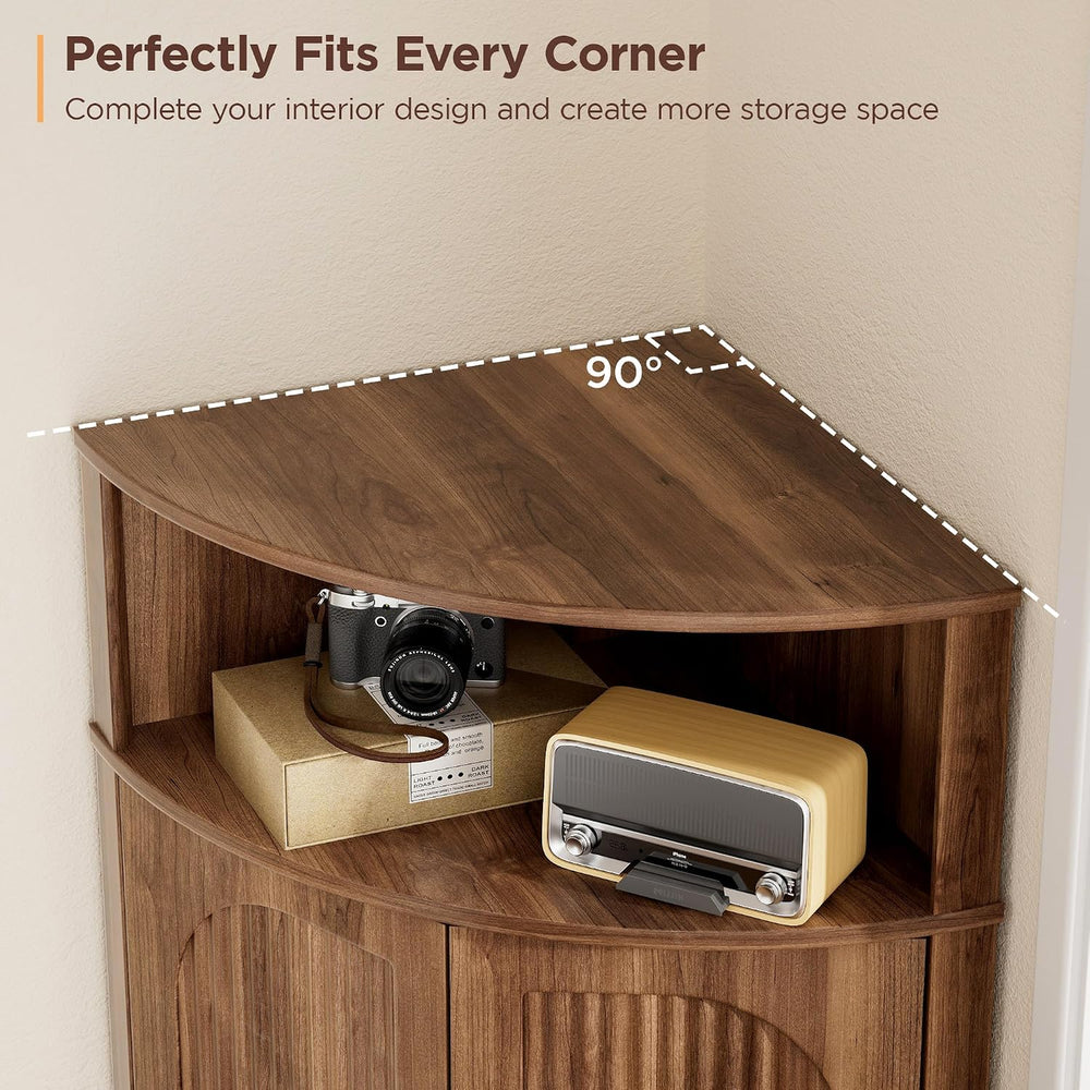 Vabches Corner Storage Cabinet, Corner Bathroom Cabinet with Open Storage