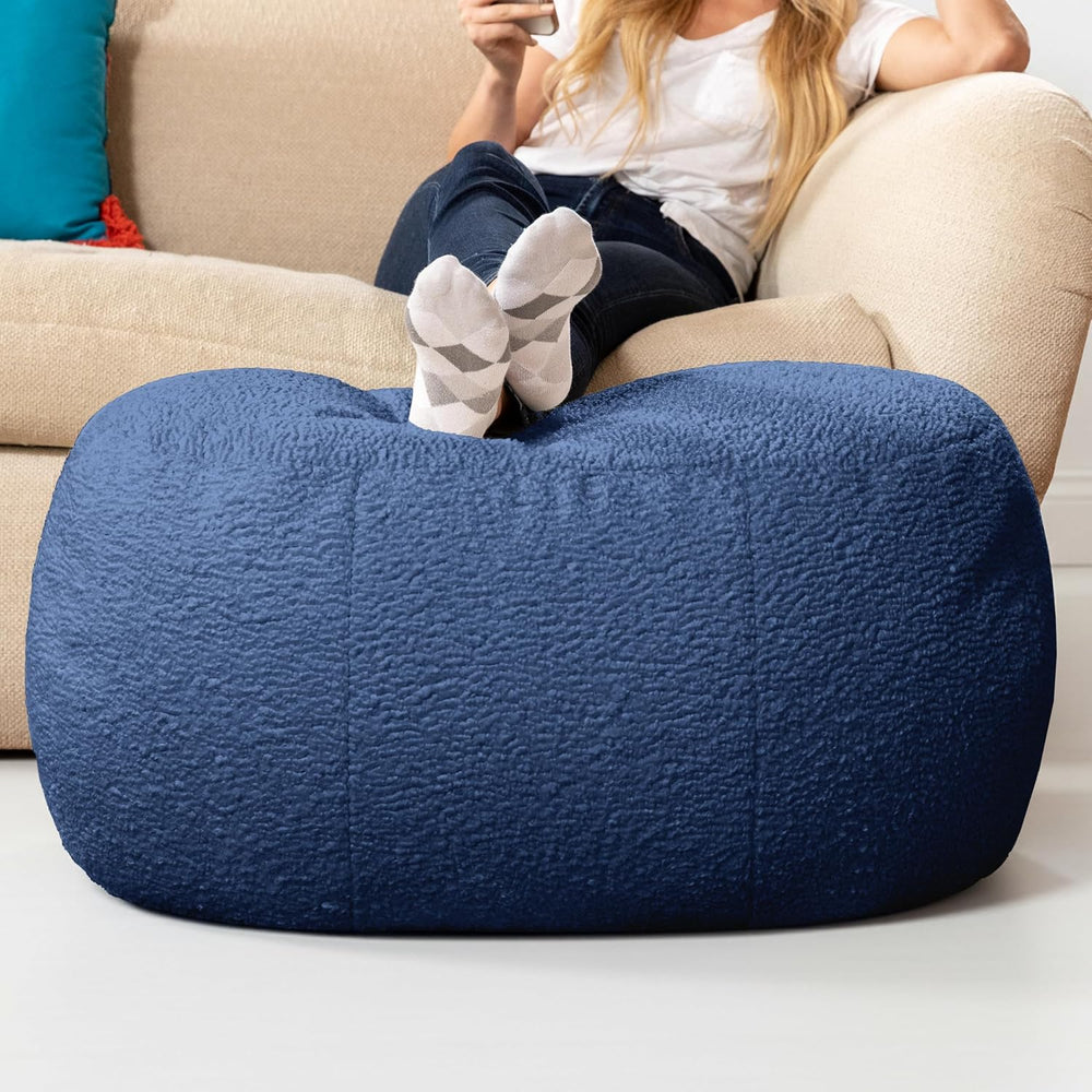 Jaxx Ellis Ottoman Shearling Faux-Lamb Plush Pouf for Modern Interior Design,...
