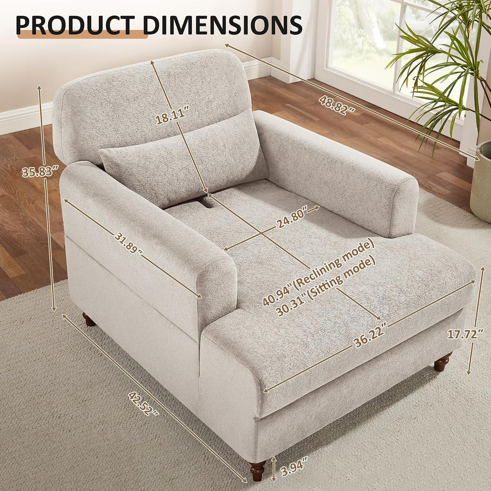 VANOMi Chaise Lounge Accent Chair Indoor with Adjustable Backrest, Oversized ...