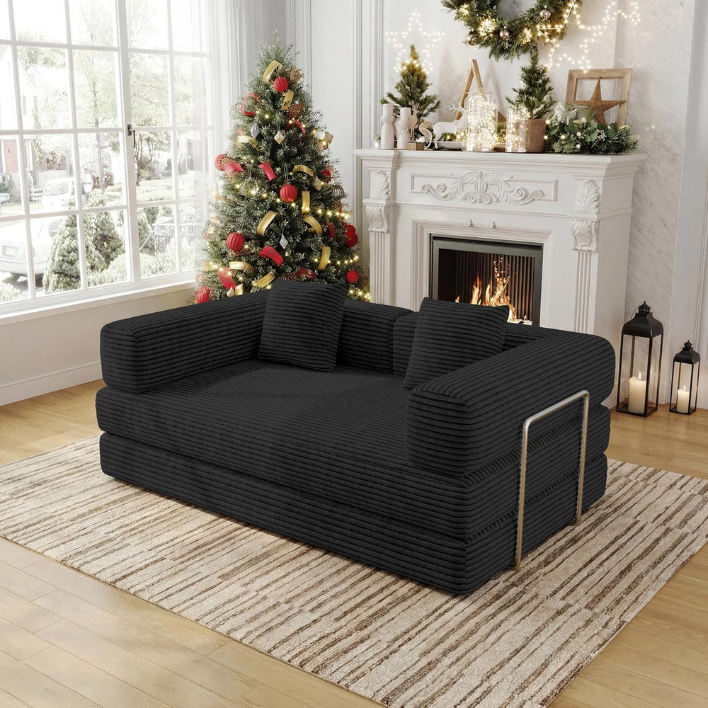 59 Inch Convertible Sofas Bed, 5-in-1 Futon Sofa Pull Out Sleeper Couch, Couc...