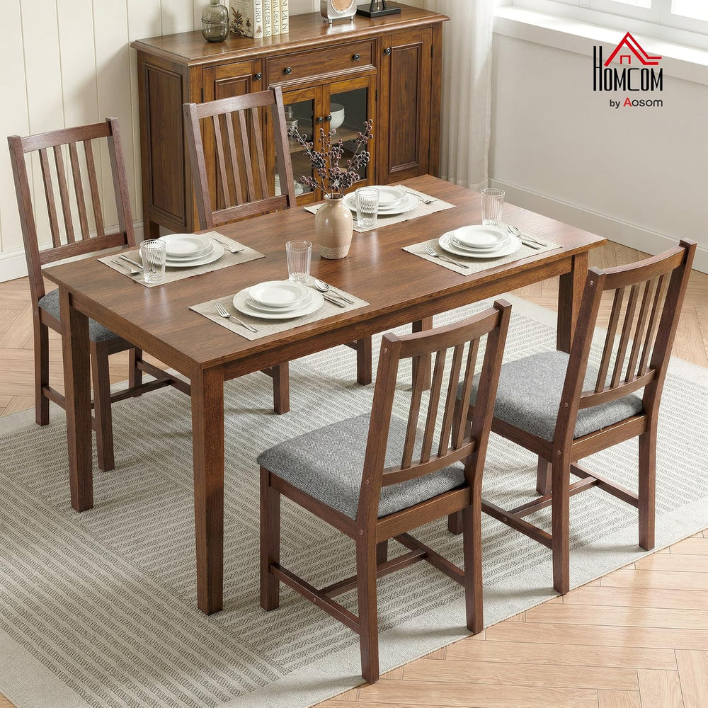 HOMCOM Wooden Dining Chairs Set of 4 with Slat Backrest, Farmhouse, Walnut