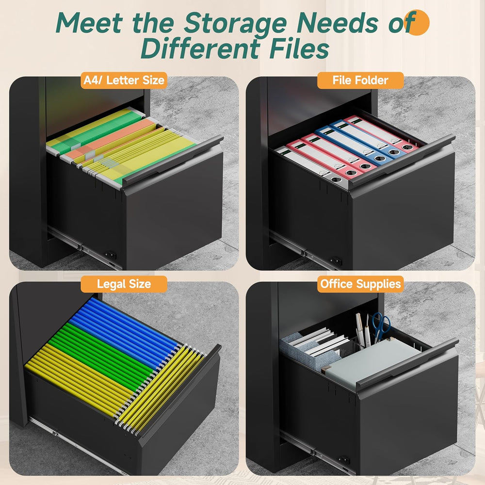 3 Drawer Metal Vertical File Cabinet with Lock for Home Office | 17.8"D ...
