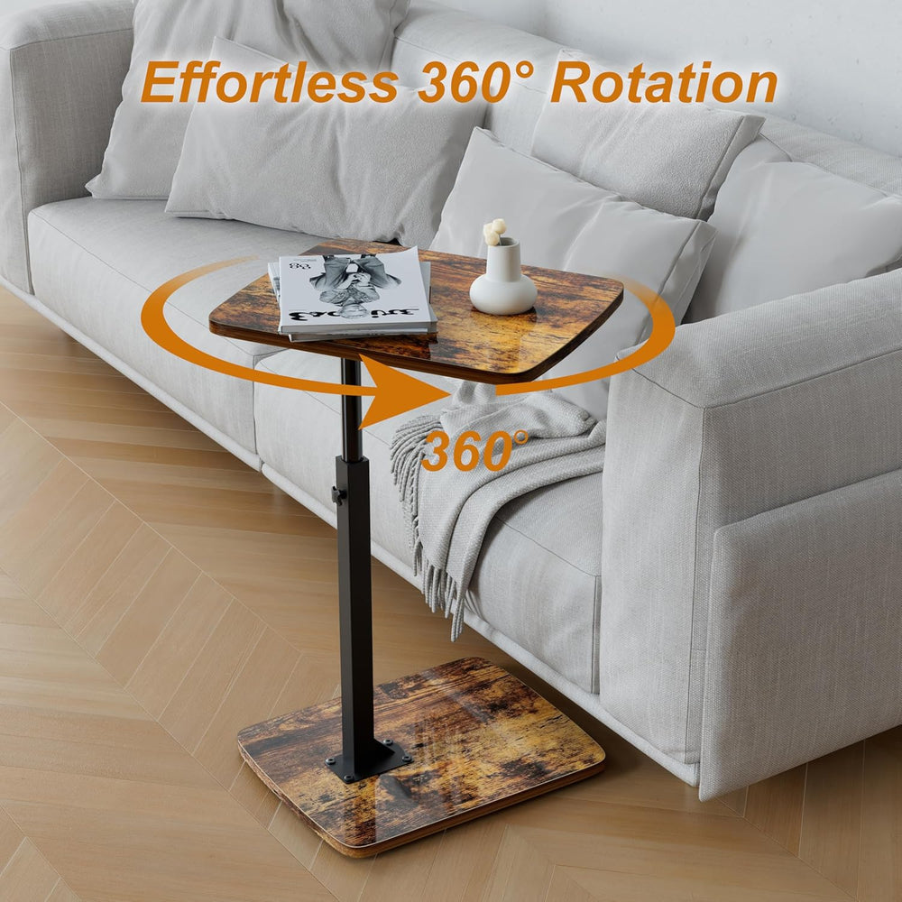 TV Tray Table for Small Spaces with 360° Swivel Tabletop & Height Adjusta...