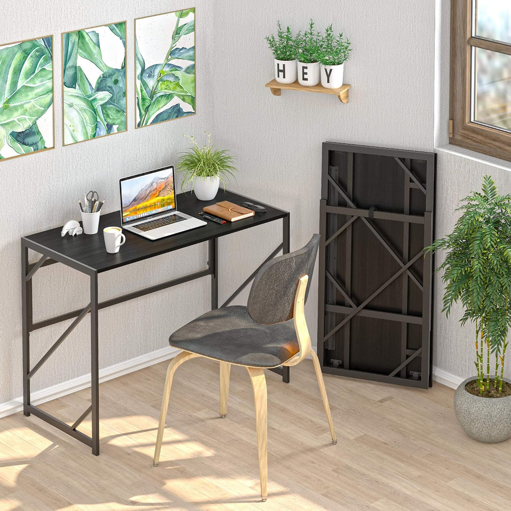 Elephance Folding Desk Writing Computer Desk for Home Office No-Assembly