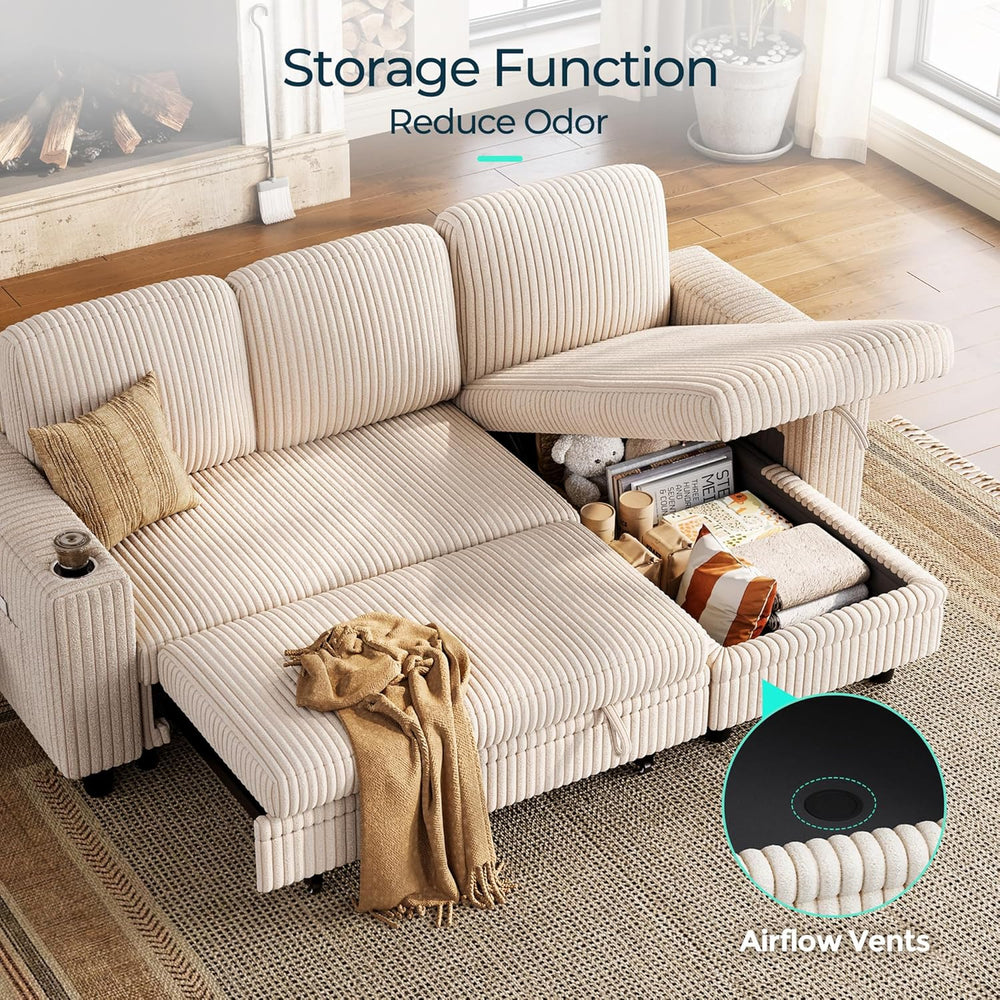 LINSY HOME Sectional Couches for Living Room, 81" L Shape 3 Seats, Beige...