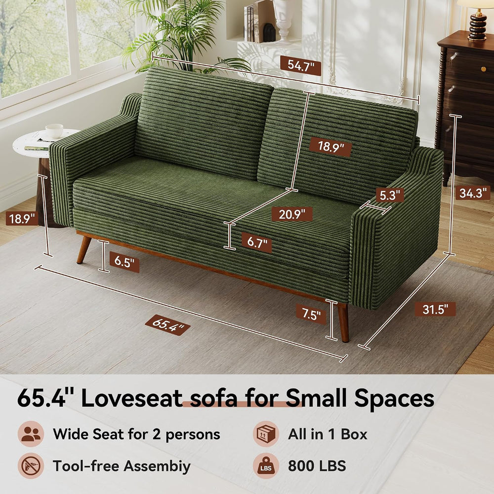 Vipbear 65.4" Loveseat Sofa,Mid-Century Modern Small Couches for Living ...
