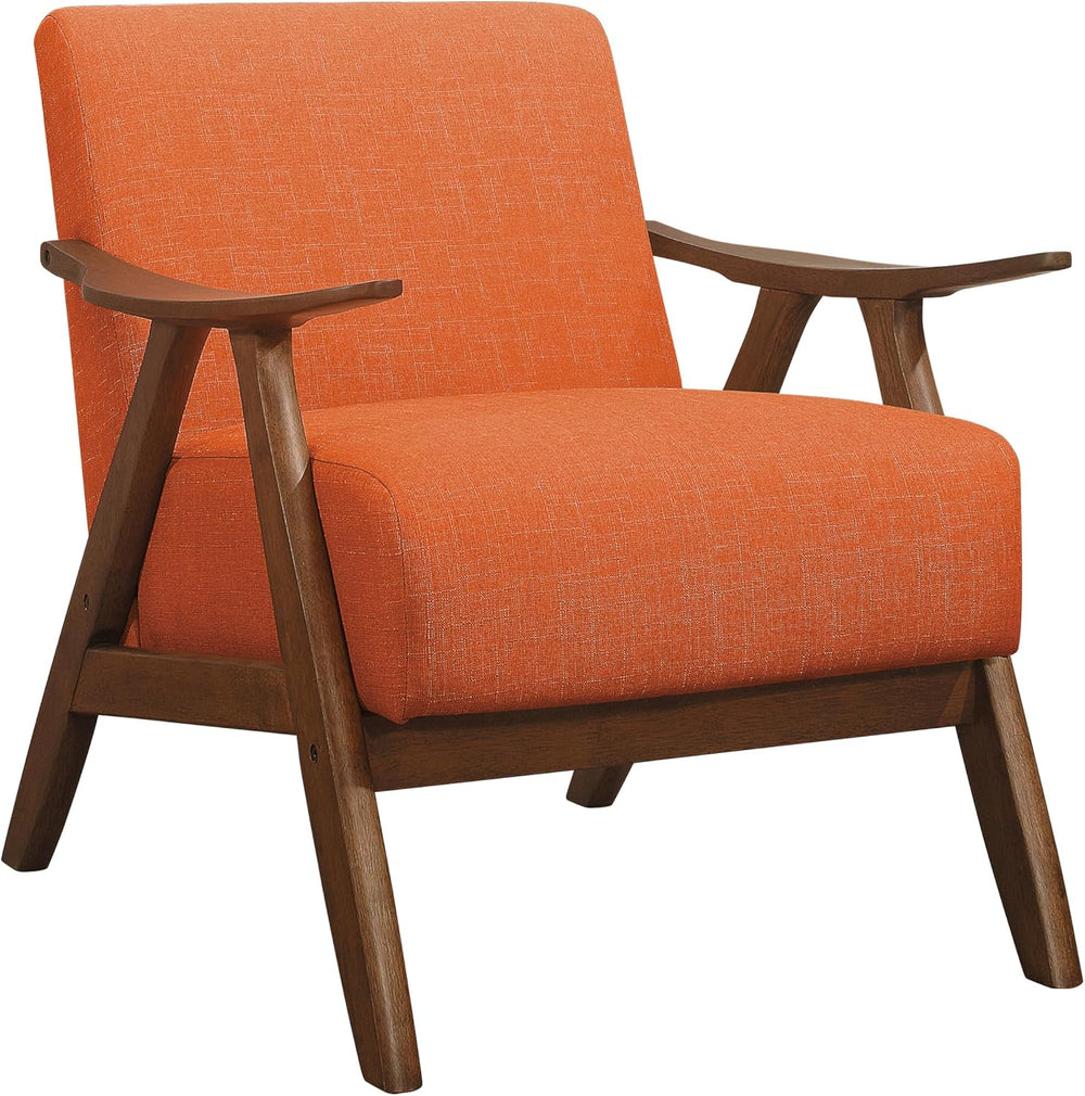 Lexicon Mid Century Modern Accent Chair with Solid Wood Frame in Walnut Finis...