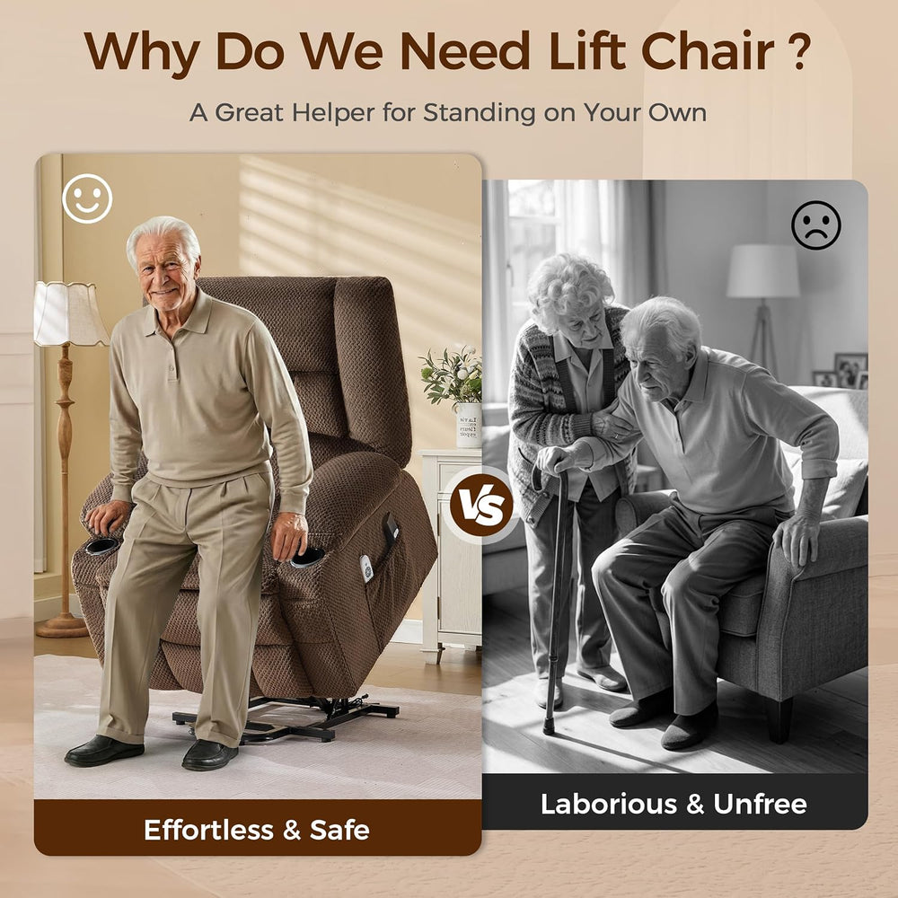 Power Lift Recliner Chair for Elderly, Electric Reclining Lift Chair with Mas...