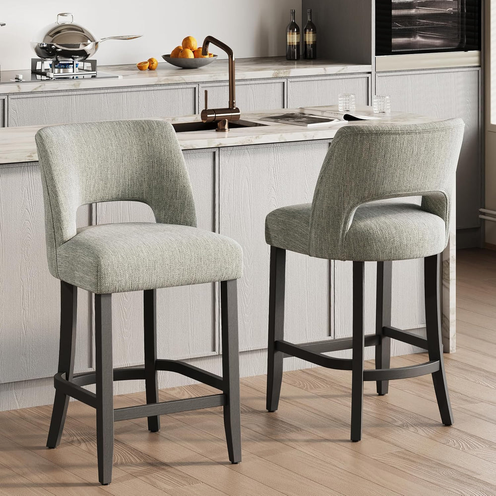 keoni 26'' Counter Height Bar Stools Set of 6 with Black Rubberwood Legs