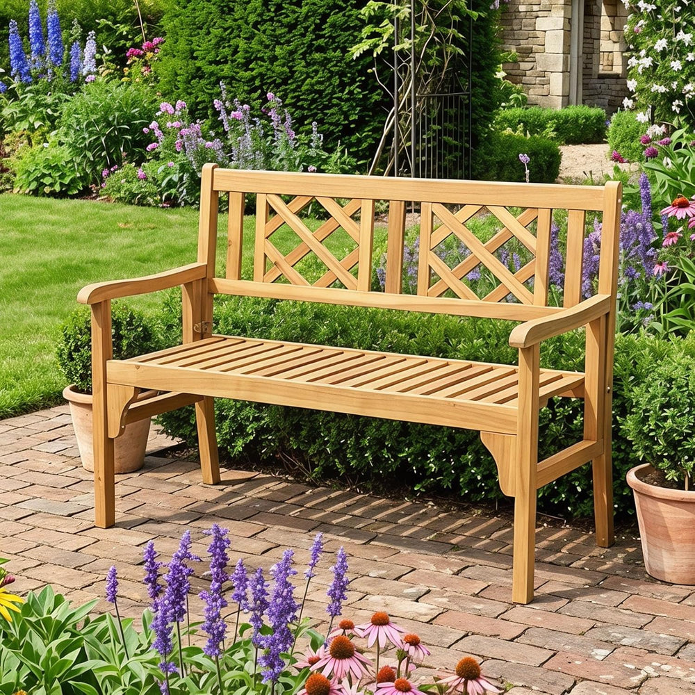 Tangkula Folding Outdoor Wood Garden Bench, Foldable Acacia Wood Patio Bench ...