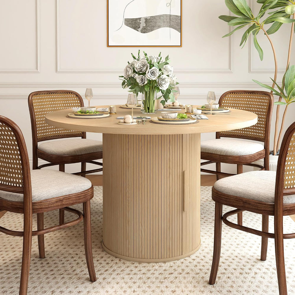 weselon 47 inch Round Dining Table for 4, Kitchen Table Dinner Table with 2-L...