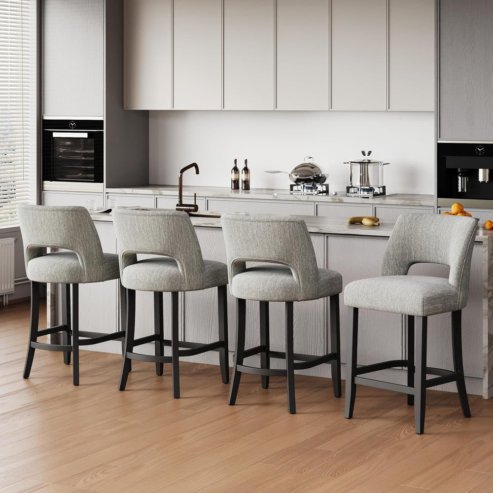 keoni 26'' Counter Height Bar Stools Set of 6 with Black Rubberwood Legs
