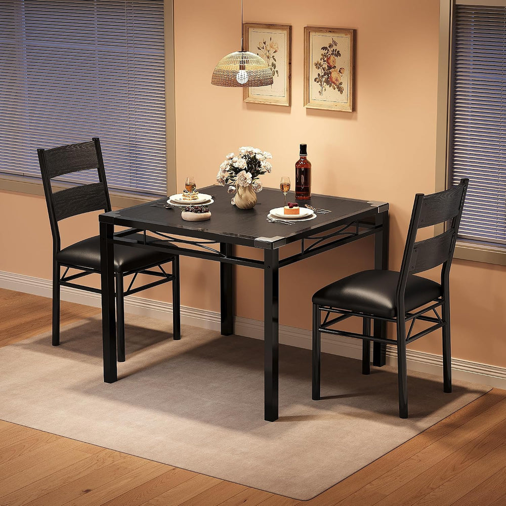 IDEALHOUSE Dining Table Set for 2 with Upholstered Chairs, Wood Dining Room T...