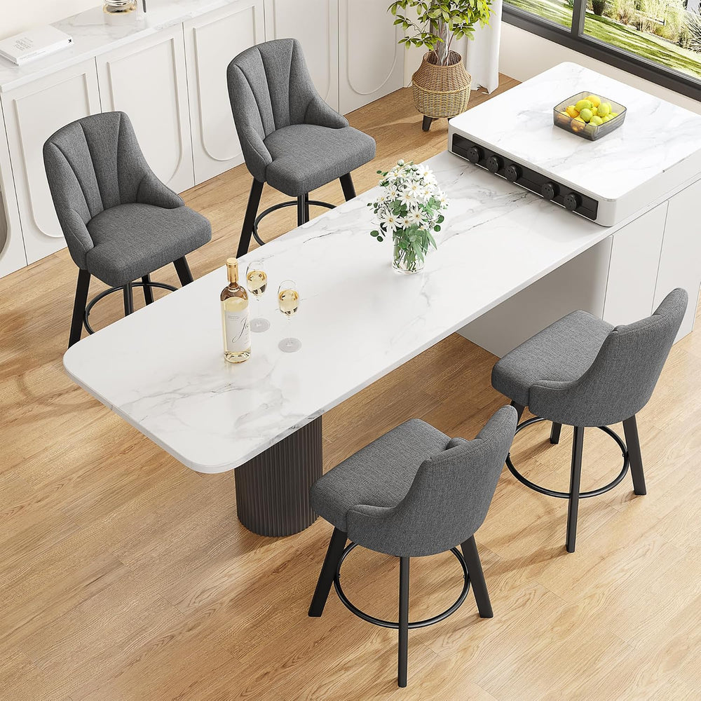 YaFiti 24" Swivel Counter Height Bar Stools Set of 6, Dark Gray