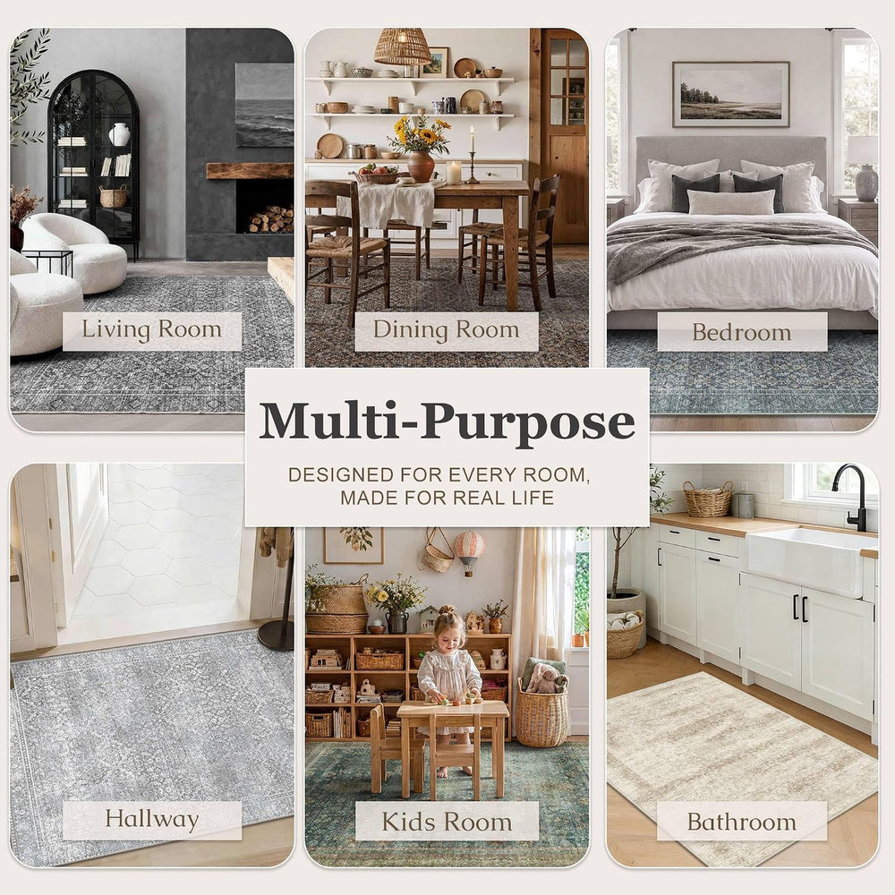 5x7 Area Rugs for Living Room Bedroom Vintage Washable Rug