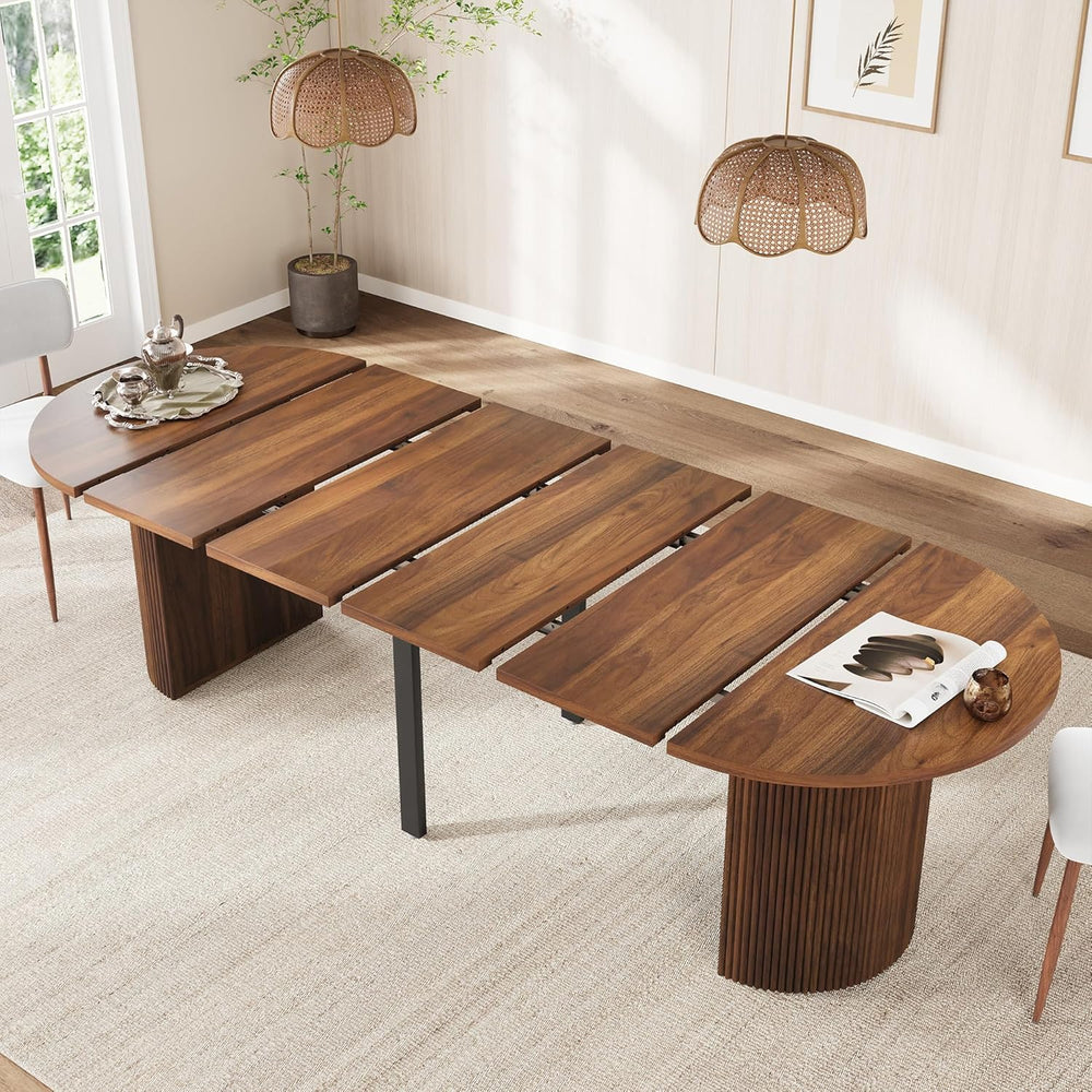 weselon 42"-105" Extendable Dining Table for 4-12, Expandable Oval ...