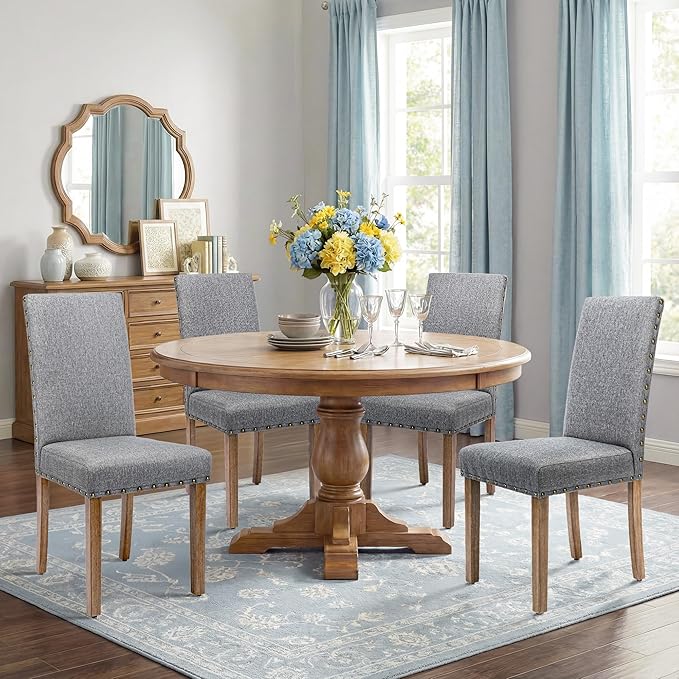 Upholstered Dining Chair Modern Stylish Parsons Kitchen Diner High Back with ...