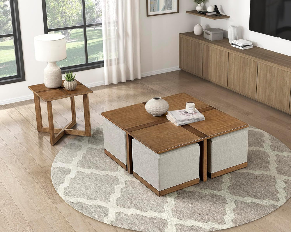 Lexicon Modern Square End Table with Cross Legs, Maple Veneer Wood Accent Tab...