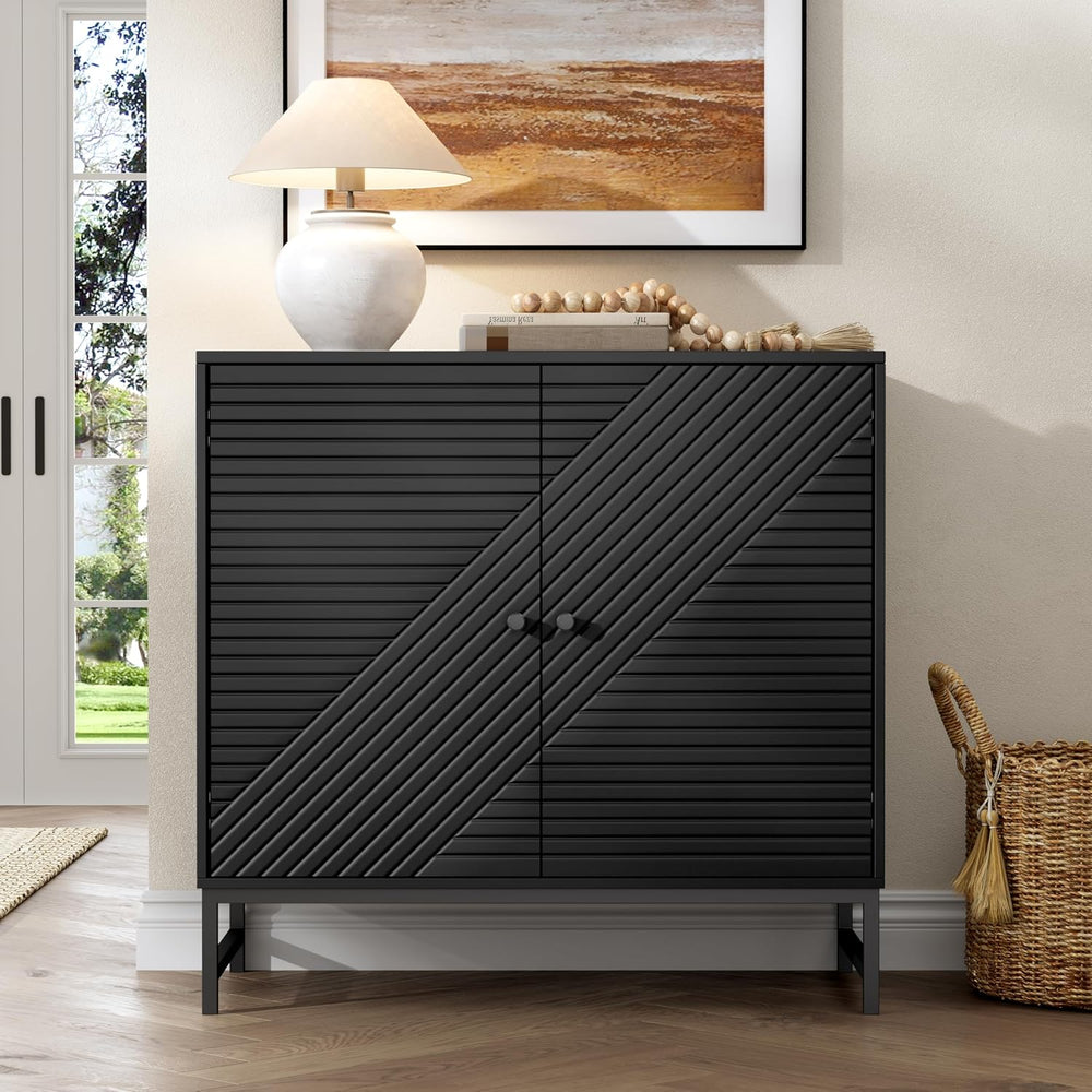 Storage Cabinet with Doors and Adjustable Shelf, Sideboard Buffet Cabinet wit...