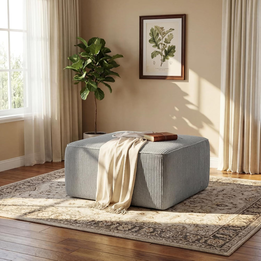 Christopher Knight Home Kyle Corduroy Woven Upholstery Square Ottoman, Living...