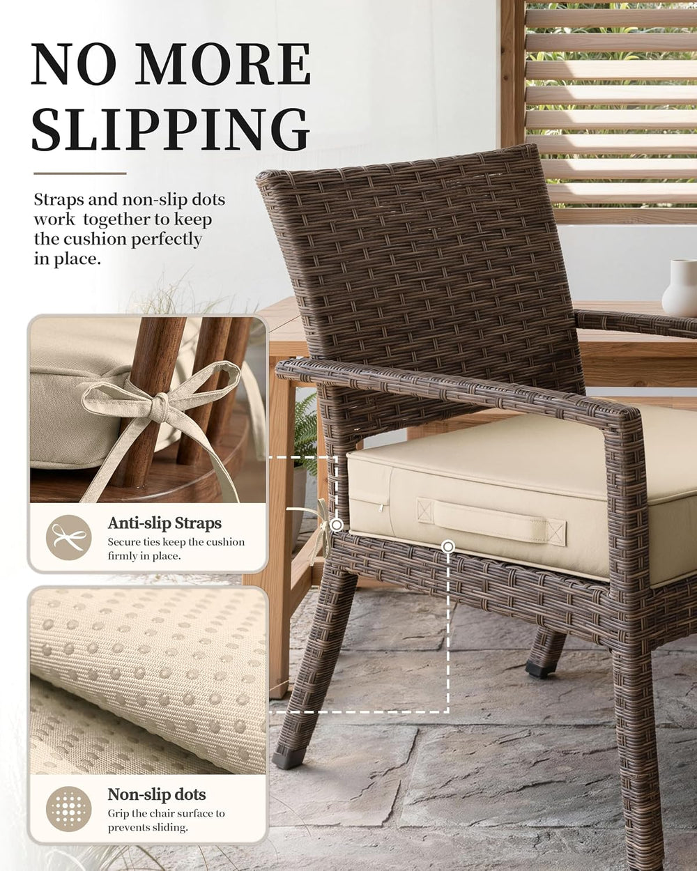 4 Set Outdoor Chair Cushions 22 X 22 X 4 Inches Patio Furniture Cushions Wate...