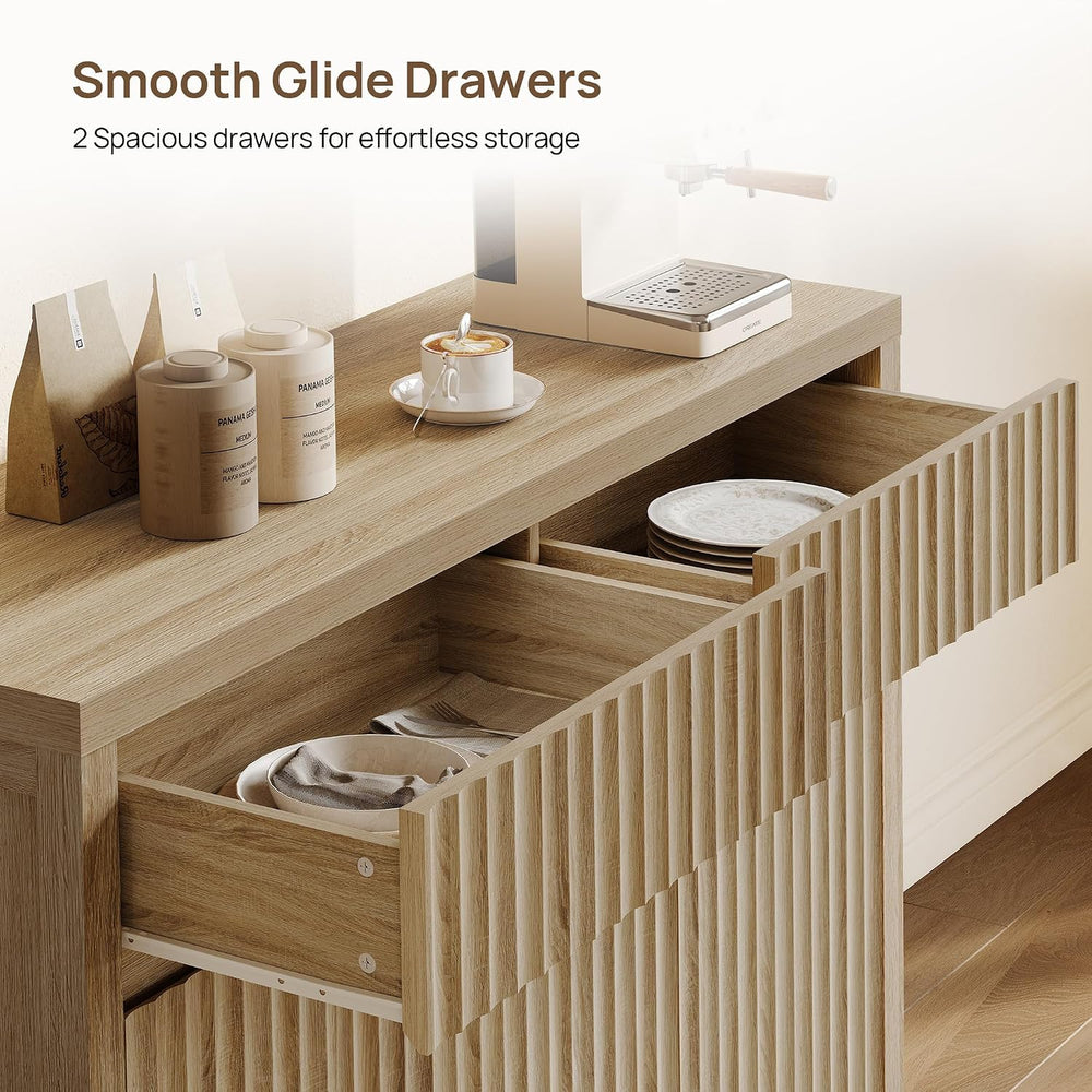 SICOTAS 42" Fluted Sideboard Buffet Cabinet with 2 Drawers & 3 Doors...