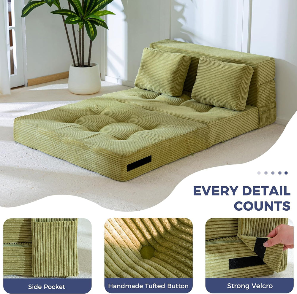 MAXYOYO Convertible Sofa Bed, Fold Out Loveseat Sofa Couch with Pillow, 4 in ...