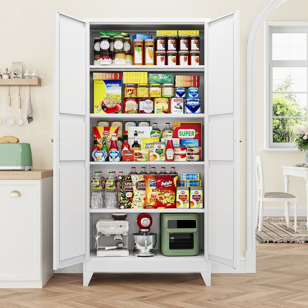 Letaya 75" H Metal Storage Cabinet with 2 Doors and 4 Shelves,Tall Kitch...