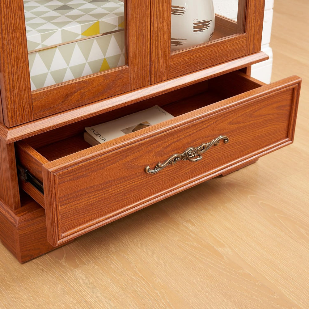 47" Lighted Glass Accent Curio Cabinet, 3-Tier Antique Storage Cage with...