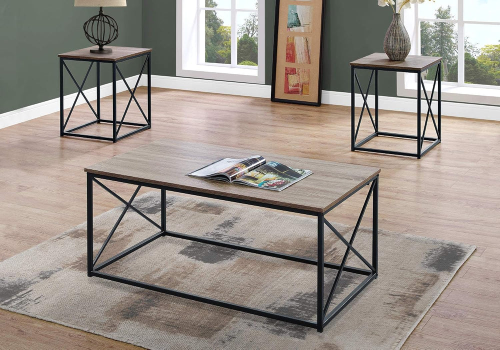 Modern 3-Piece Table Set with Coffee Table and 2 End Tables Brown Laminate Ta...