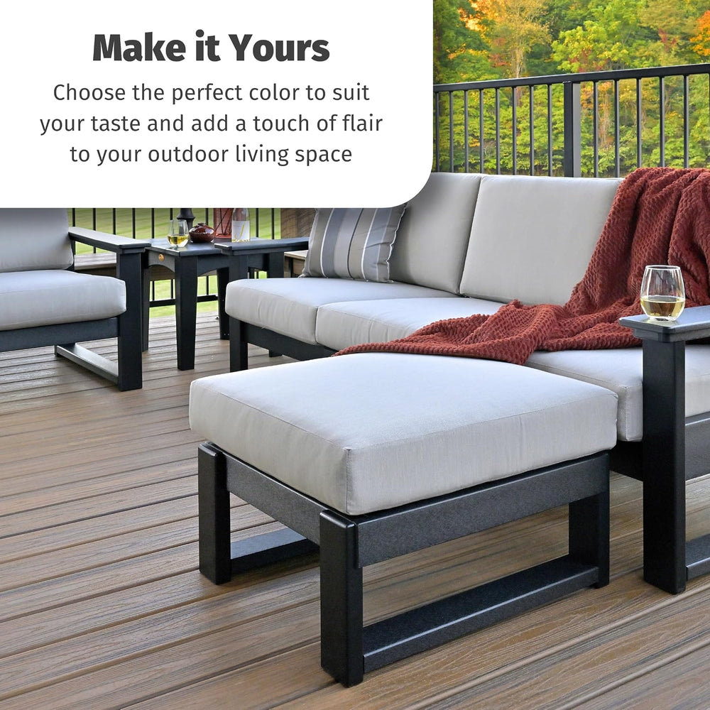 LuxCraft Poly Lanai Deep Seat Cushioned Outdoor Ottoman Table Padded Footrest...