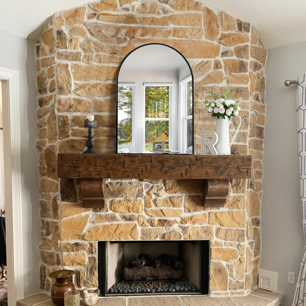CIRCUMI Arched Wall Mirror, 24"x36" Black Arched Mirror for Bathroom
