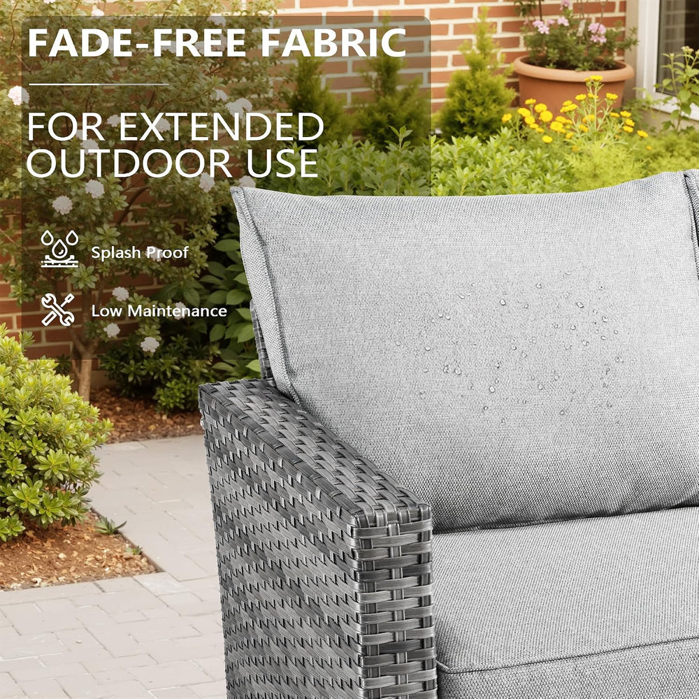 CAODOC 6 Pieces PE Wicker Patio Furniture Set, Outdoor Sectional Sofa with Sw...