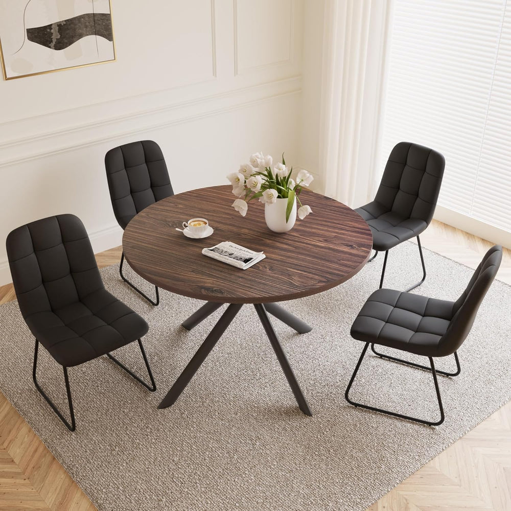 HIPIHOM 45.3 Inch Round Dining Table Set for 4, Mid Century Modern MDF Coffee...