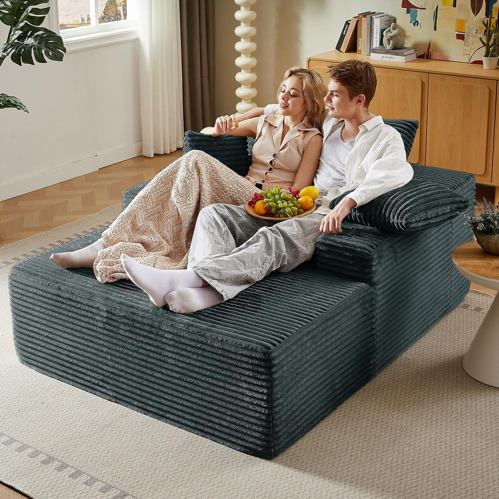 50"Oversized Chaise Lounge Chair Indoor,Corduroy Reading Chair with 3 Pi...
