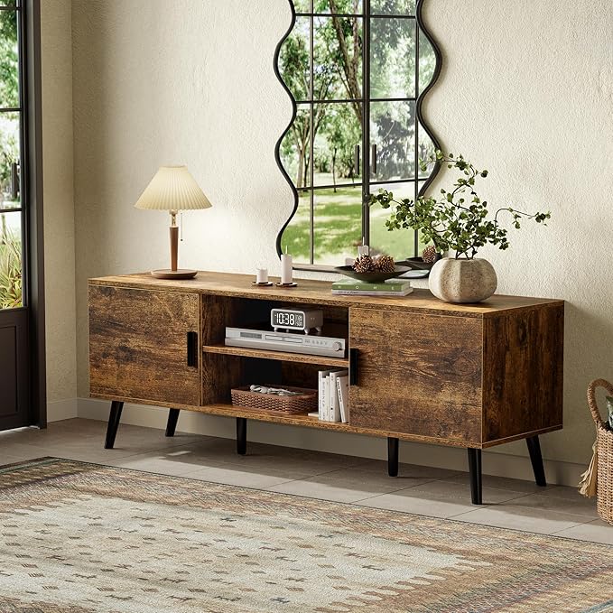 SUPERJARE TV Stand for 55 Inch TV, Entertainment Center with Adjustable Shelf...