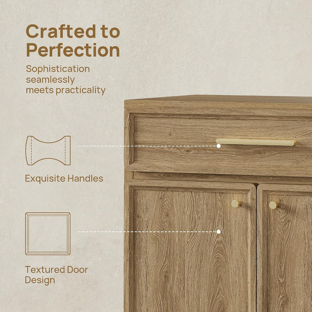 SICOTAS Buffet Cabinet with Storage Tall Modern Accent Storage Cabinet with D...