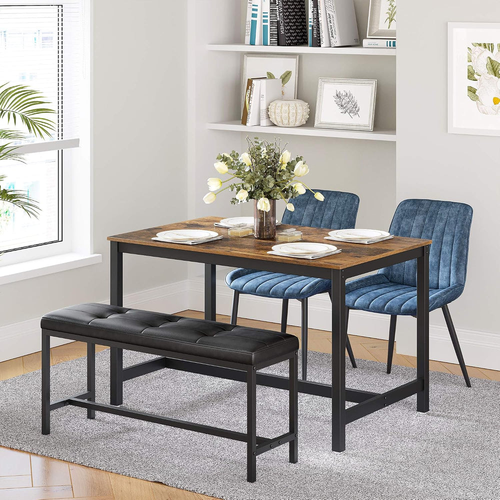 VASAGLE Dining Table Bench, Ottoman Bench with PU Leather Padded Seat, Steel ...