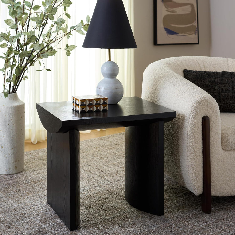 SAFAVIEH Home Collection - Bara Modern End Table, Black Rectangular Accent Si...