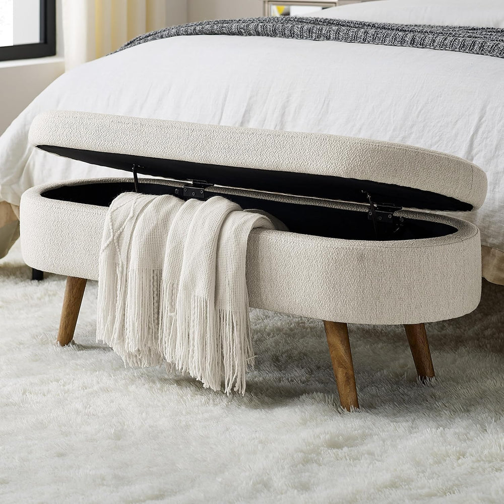 43.5" Ottoman with Storage, Storage Ottoman Bench with Safety Hinge, Lin...