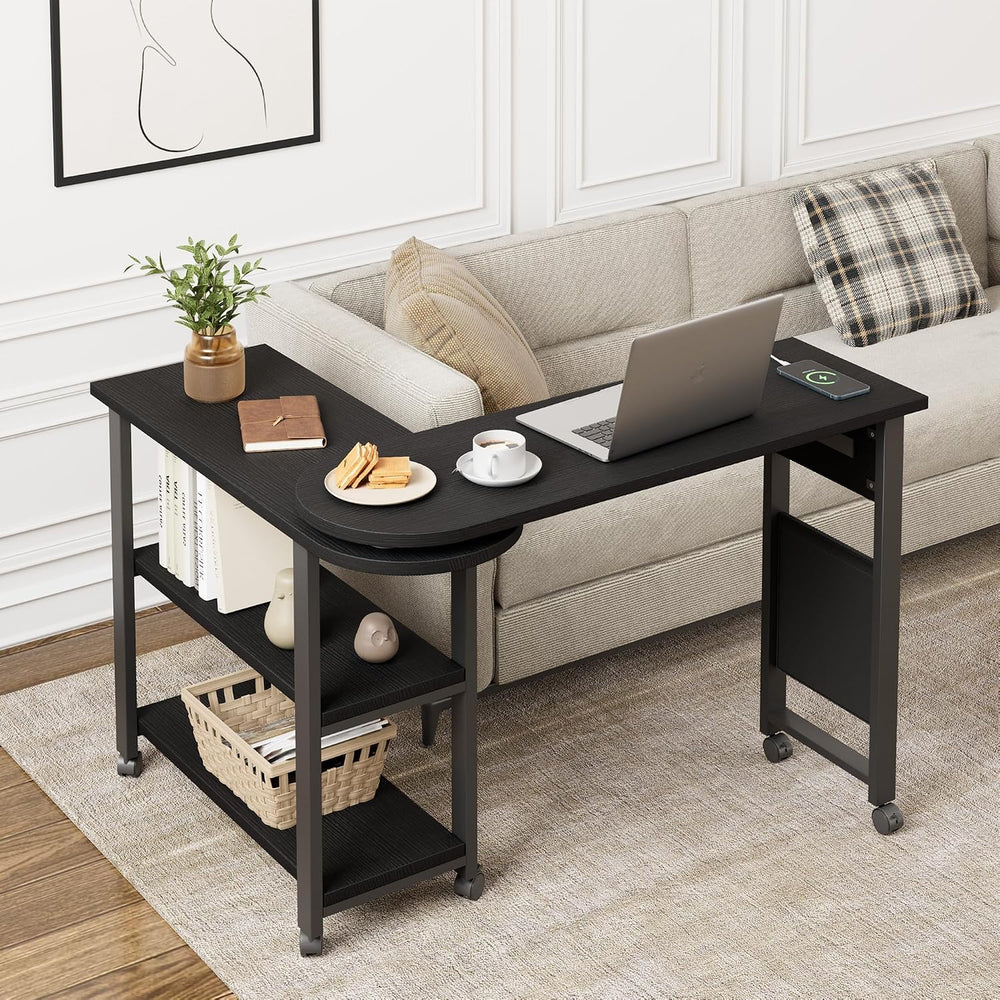 Towallmark 360° Free Rotating Sofa Side Table, End Table with Charging Statio...