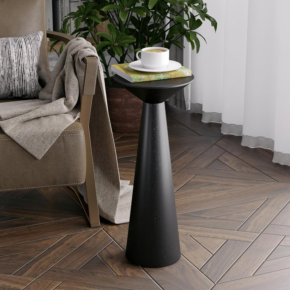 COZAYH Farmhouse Tall Pedestal End Table Small Solid Wood Martini Table Plant...